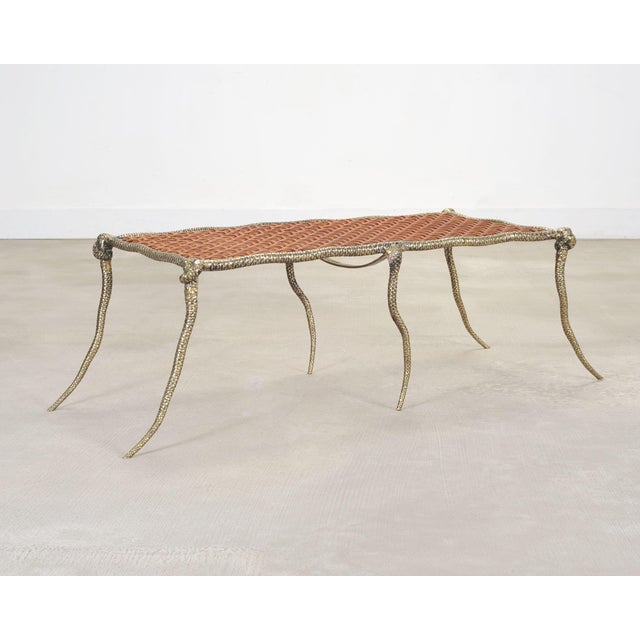 2000 - 2009 Sylvan s.f. Brass Leather Strap Viper Bench or Cocktail Table For Sale - Image 5 of 17