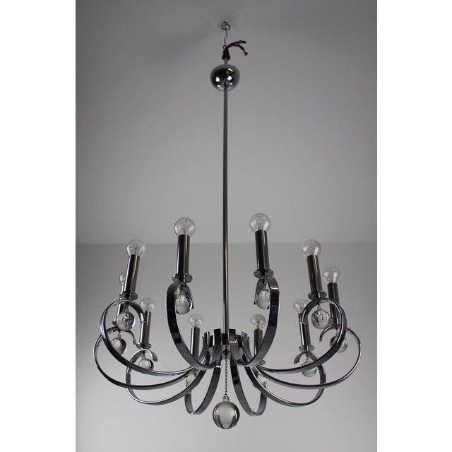 Crown Candlestick in Chrome with Crystal Glass Ball Pitch, 1920s For Sale - Image 9 of 10