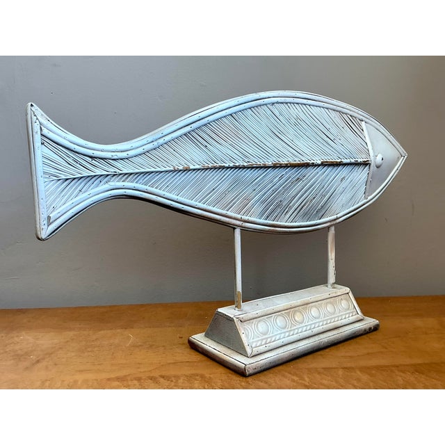 Contemporary Vintage Washed Pencil Reed Fish Sculpture For Sale - Image 3 of 12