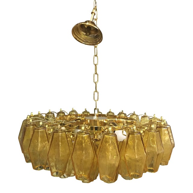 Poliedro Murano Glass Green Chandelier with Gold Metal from Simoeng For Sale - Image 11 of 11