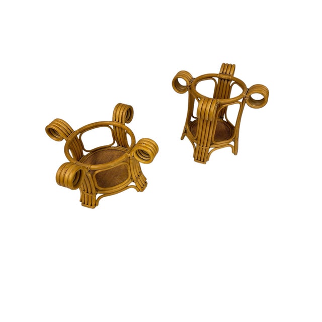 French Country 1970s Coastal Sculptural Bent Rattan Coffee and Side Table With Glass Tops - Set of 2 For Sale - Image 3 of 3