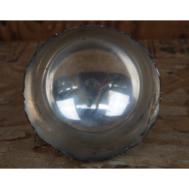 Vintage Japanese Repousse Silver Plate Round Footed Pedestal Compote Bowl For Sale - Image 4 of 9