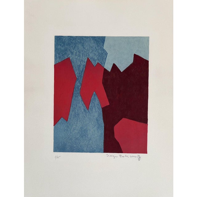 Blue Serge Poliakoff, Composition in Red and Blue L68, 1968, Lithograph For Sale - Image 8 of 8