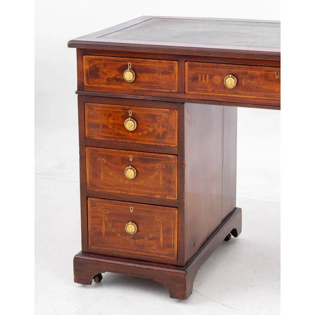 Victorian Mahogany Pedestal Desk For Sale - Image 4 of 9