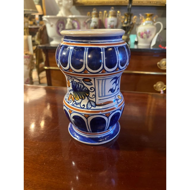 19th Century French Ceramic Pharmacy Jar. Beautiful piece purchased in France. Age appropriate wear, see detailed photos...