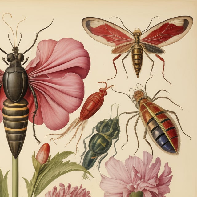 FREE SHIPPING FOR A LIMITED TIME ONLY! 'Insects and Flowers' # 36 - Original Botanical Fine Art Print by Diane Grant...
