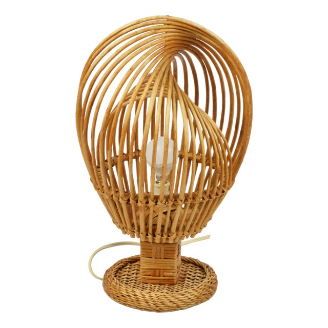 Wicker Table Lamp, 1970s For Sale