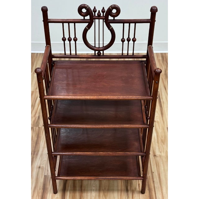 Antique Mahogany Lyre Motif Bookshelf Etagere For Sale - Image 4 of 11