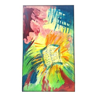 1980s Large Polychrome Expressionistic Painting by Sirena (Aka Antonia Mastrocristino Sirena) For Sale