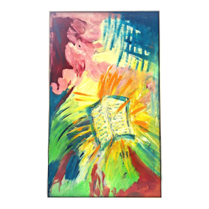 1980s Large Polychrome Expressionistic Painting by Sirena (Aka Antonia Mastrocristino Sirena)