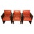 This very unusual armchairs are made of an orangeish and brown leather. This is a French work. Circa 1970