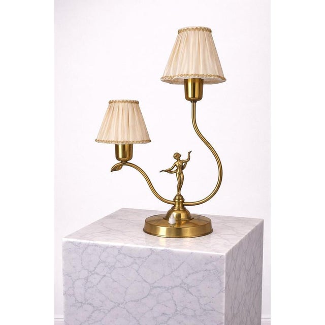 Swedish Art Deco Brass Figural Table Lamp from Ystad-Metall, 1930s For Sale - Image 4 of 9