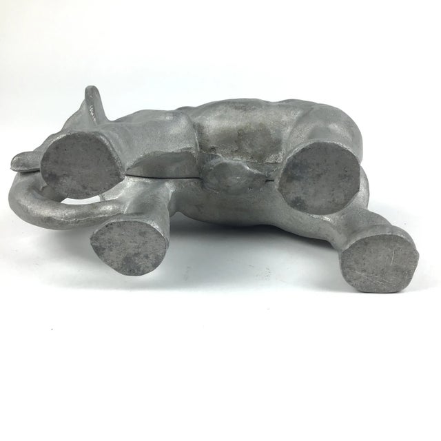 1960s Hand Poured Galvanized Metal Elephant Statue For Sale - Image 9 of 11