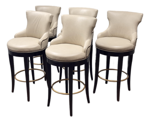 Century Furniture Leather Bar Stools, Set of Five