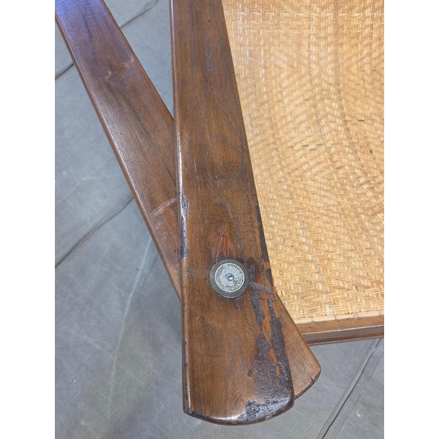 Vintage 1950s Dutch Colonial Teak Lounge Chair With Herringbone Caned Seat For Sale In Denver - Image 6 of 17