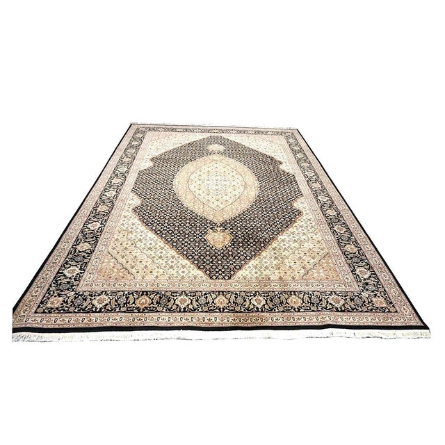 Condition: Vintage Circa: 1980s Origin: China - Persia Design: Tabriz Mahi Actual size: 8'6" x 11'8" Thickness: 1/2 inch...