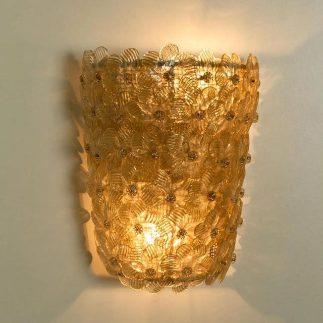 Flower Wall Lights attributed to Barovier & Toso, 1990s, Set of 2 For Sale - Image 10 of 18