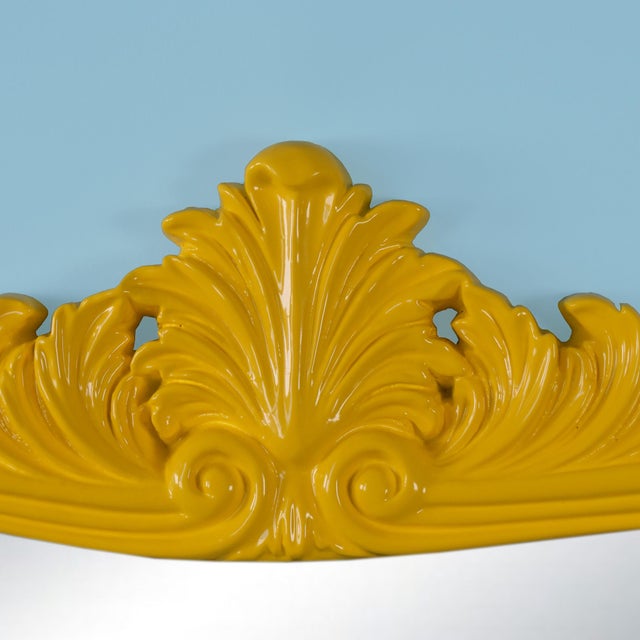 Rococo Vintage 1970s French Rococo Yellow Mirror For Sale - Image 3 of 5