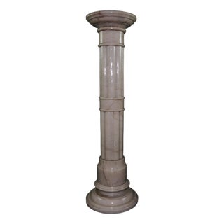 Vintage 36+ Inch Neoclassical Decorative Alabaster Column Stand For Sale