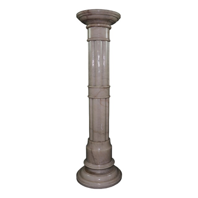 Vintage 36+ Inch Neoclassical Decorative Alabaster Column Stand For Sale