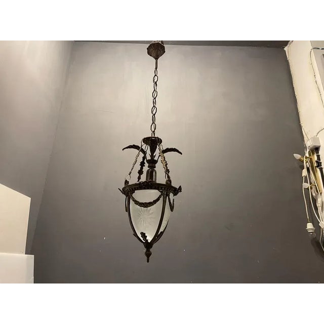 Bronze Etched Glass Light Pendants, 1970s, Set of 2 For Sale - Image 4 of 11