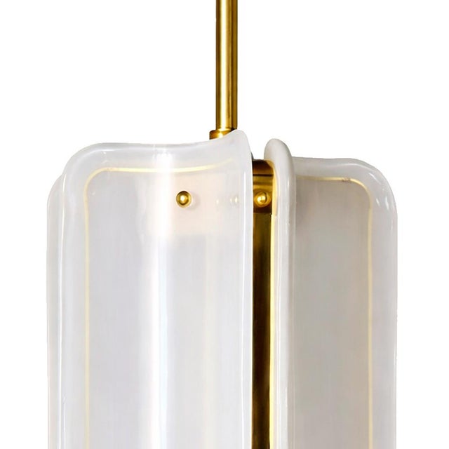 Mid-Century Modern Italian Pendant Lamp in Murano Glass and Brass For Sale - Image 6 of 9
