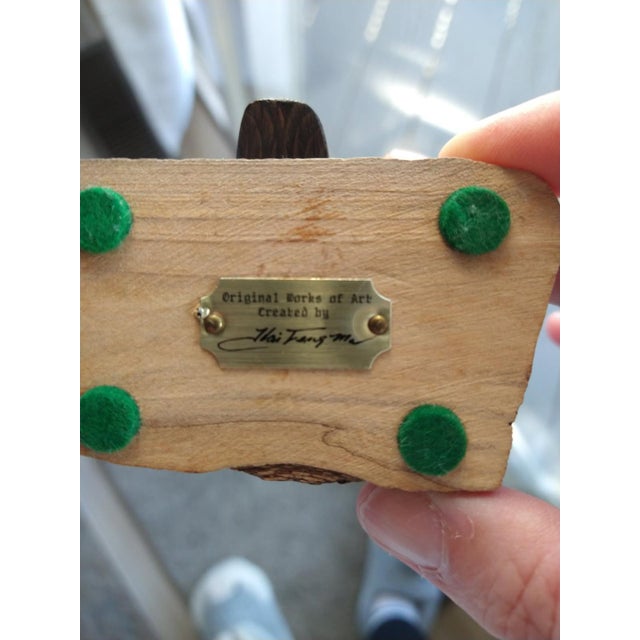 Mid 20th Century Hai Feng Ma Wood Art Puffin For Sale - Image 5 of 9