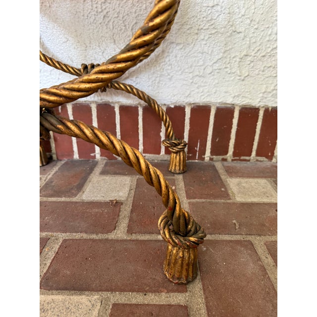 1950s An Italian Hollywood Regency Gilded Faux Rope Curule Stool For Sale - Image 6 of 10