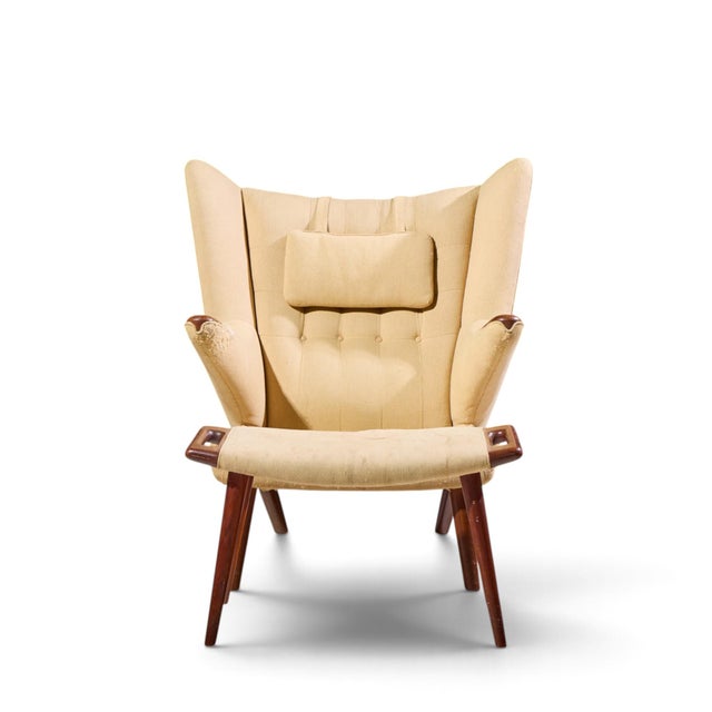 Mid 20th Century Hans Wegner for Ap Stolen Ap19 Mid Century Papa Bear Chair and Ottoman - Pair For Sale - Image 5 of 16