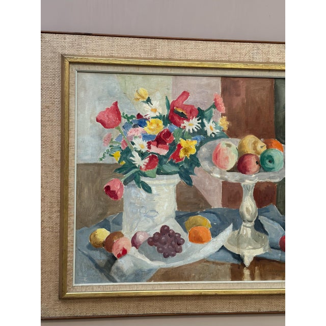 Ellis Wallin, Flowers and Fruit, 1968, Oil on Canvas, Framed For Sale - Image 9 of 16