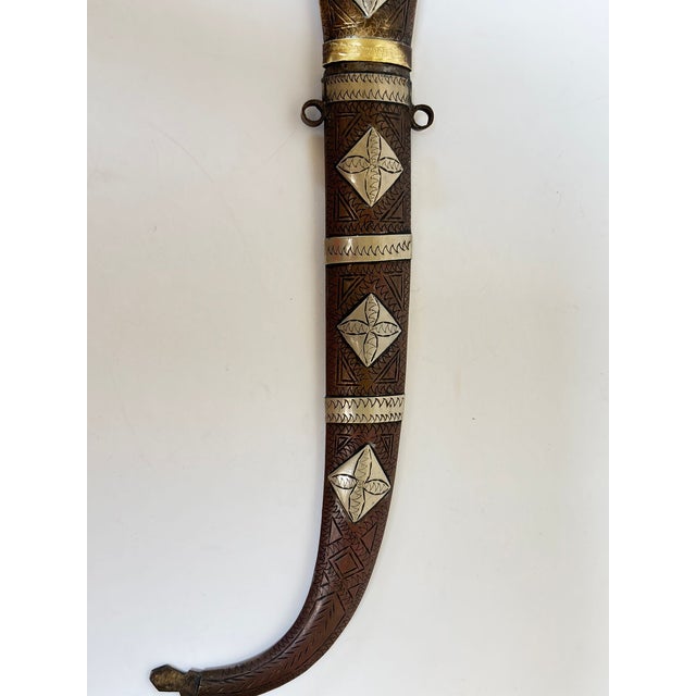 Moroccan Dagger Brass and Silver Decorative Collector Khoumya For Sale - Image 18 of 18
