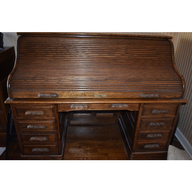 Traditional Oak Crest Manufacturing Rolltop Desk Chairish