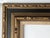Large Vintage Carved Wood Picture Frame in Gold & Deep Blue With Cream Linen Liner For Sale - Image 12 of 15