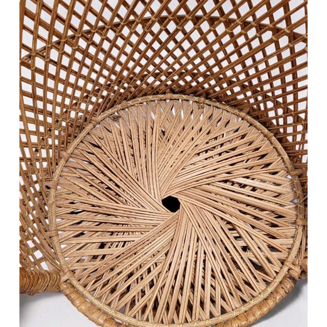 Vintage Rattan Junior Emmanuelle Wicker Peacock Throne Chair, 1960s For Sale - Image 6 of 13