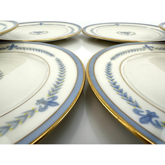 Vintage 1940s Lamberton Blue and Ivory Puritan China Small Plates- Set of 10 For Sale In Little Rock - Image 6 of 10