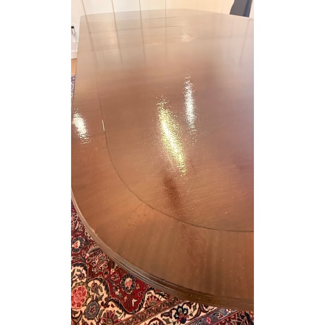 1954 Charak Mahogany Double Pedestal Dining Table With Two Leaves For Sale - Image 12 of 17