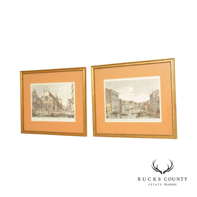 Italian Venetian Pair Art Prints After Giovanni Battista Brustoloni, Custom Framed For Sale - Image 13 of 13