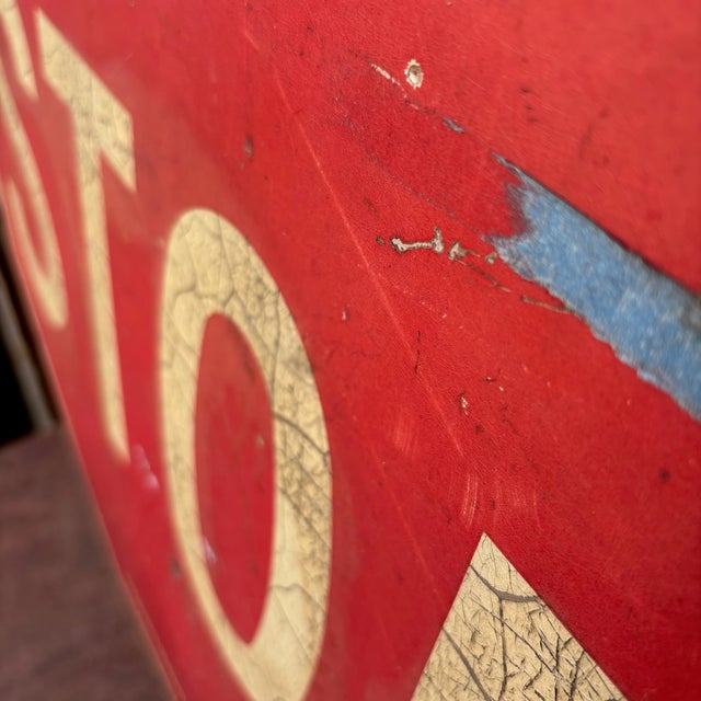 Metal Large Mid Century Industrial Traffic Stop Sign, 24 X 24 For Sale - Image 7 of 15