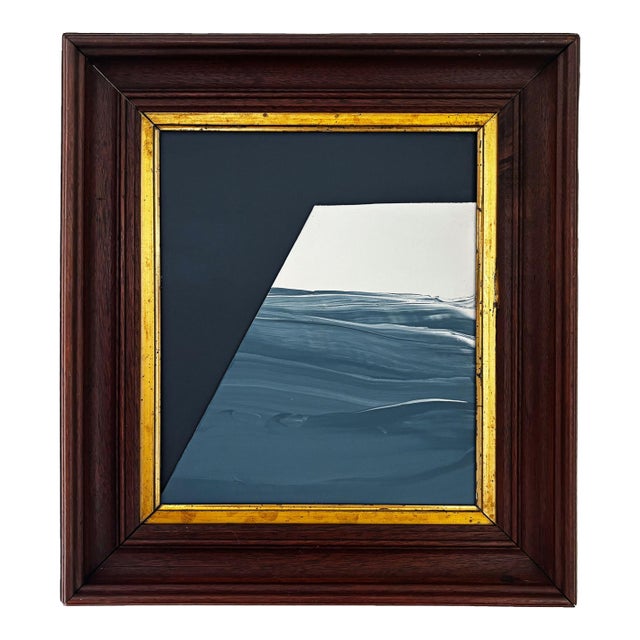 Visualization" Abstract Art in Antique Frame, Seascape Painting Transitional Wall Art by JTS For Sale
