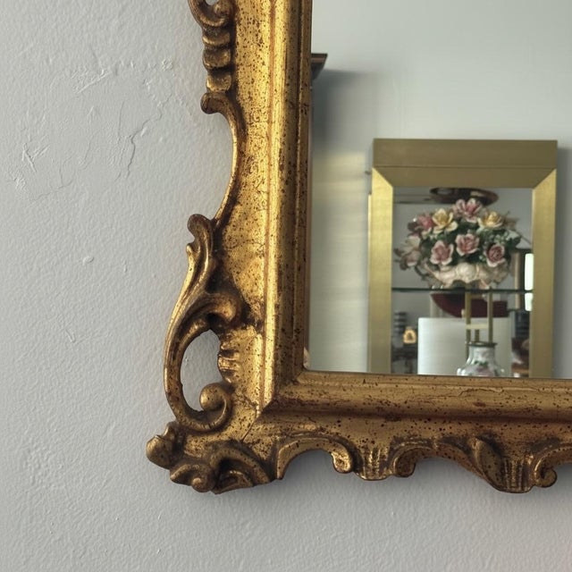 Rococo Vintage Italian Rococo Revival Giltwood Wall Mirror, Circa 1960 For Sale - Image 3 of 12