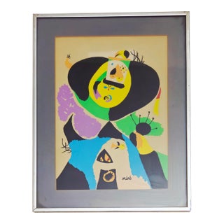 After Joan Miro "Portrait No. 1" Abstract Surrealism Offset Lithograph For Sale