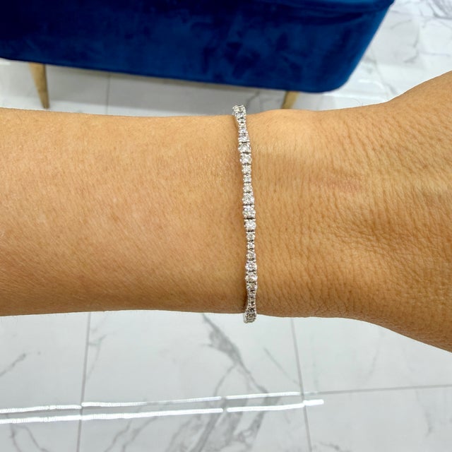 Silver Gabriel & Co 14k White Gold 1.26ctw Diamond Chain Flexible Cuff Bangle Bracelet For Sale - Image 8 of 8