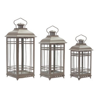 Traditional Brown Metal Lantern (Set of 3) For Sale