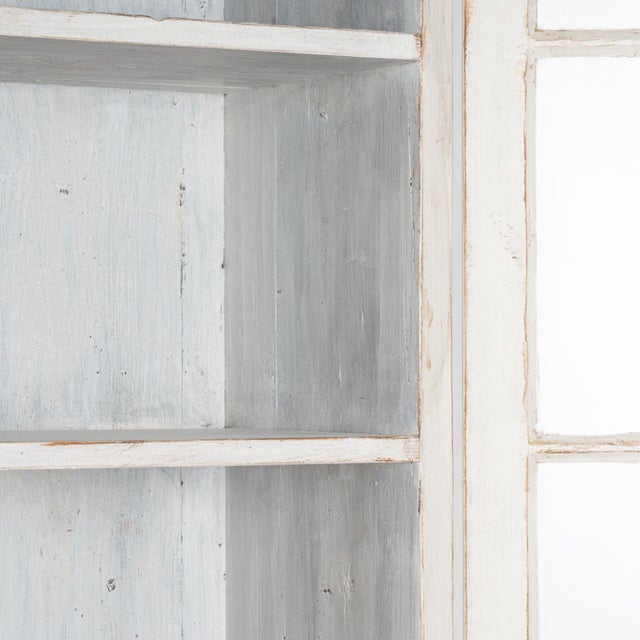 19th Century Swedish Gustavian White Painted Narrow Display Cabinet Bookcase For Sale - Image 6 of 9