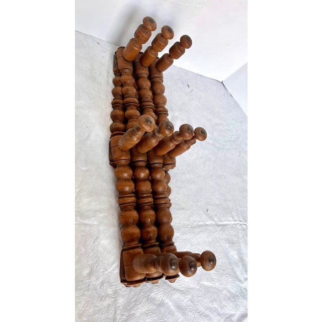 Vintage French Spindle Turned Wood Expandable Coat/Hat Rack For Sale - Image 12 of 15