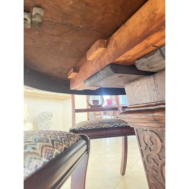 Vintage Oak Round Pedestal Dining Table With Splayed Feet For Sale - Image 11 of 12