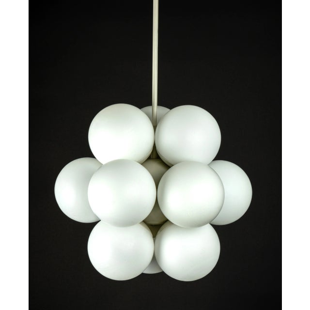 Sputnik Molecular Chandelier with 12 Opal Glasses from Kaiser, Germany, 1970s For Sale - Image 11 of 12