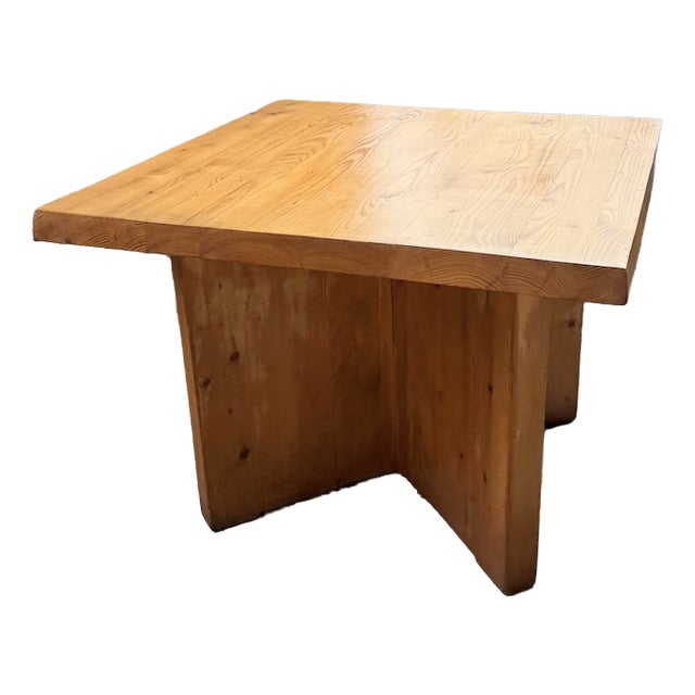 Modernist Square Pine Table, 1950s For Sale
