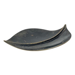 Bronze Handmade Leaf Plate by Noak Leipzig, Germany, 1950s For Sale