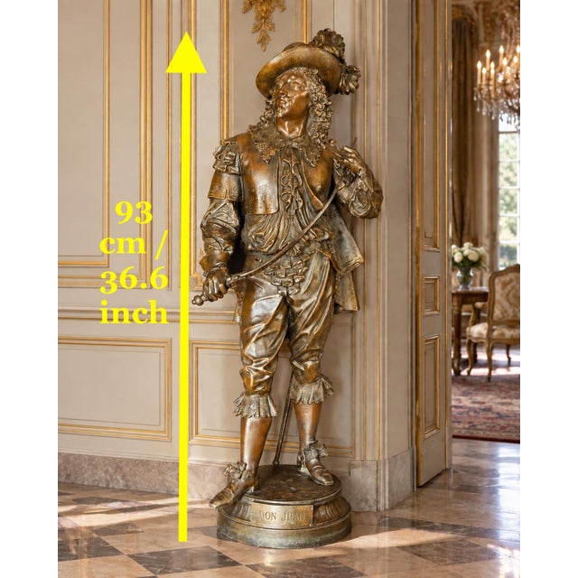 Late 19c Artisan Baroque Spelter Don Juan Statue For Sale - Image 18 of 18